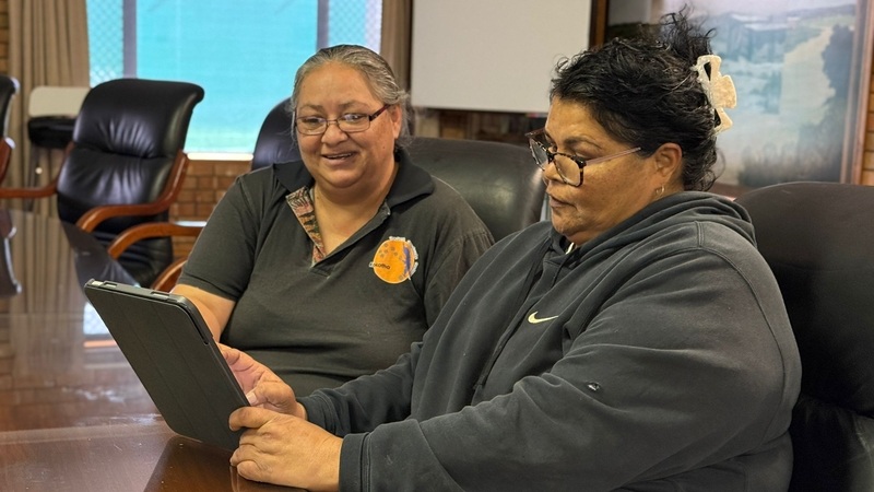 Port Lincoln co-researchers Kim Johncock and Katreena Miller completing a survey